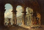 Hubert Robert Ancient Ruins Used as Public Baths USA oil painting artist